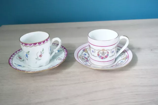 Petites Tasses A Café Porcelaine Limoges Singer - Peint A La Main - Médicis