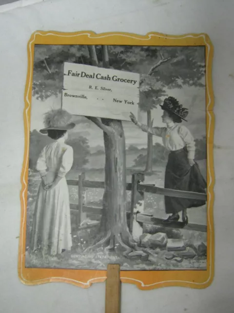 Vintage Advertising Hand Fan-Fair Deal Cash Grocery R.E. Silver-Brownville, NY 2