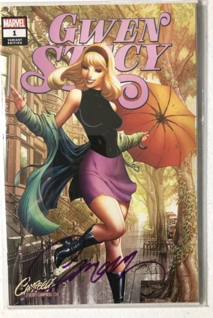 GWEN STACY #1 J SCOTT CAMPBELL VIRGIN VARIANT COVER SIGNED w/ CoA 2020 marvel