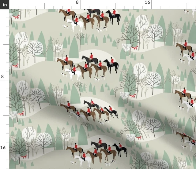 Run Fox Horse Pony Equestrian Hunting Horses Spoonflower Fabric by the Yard