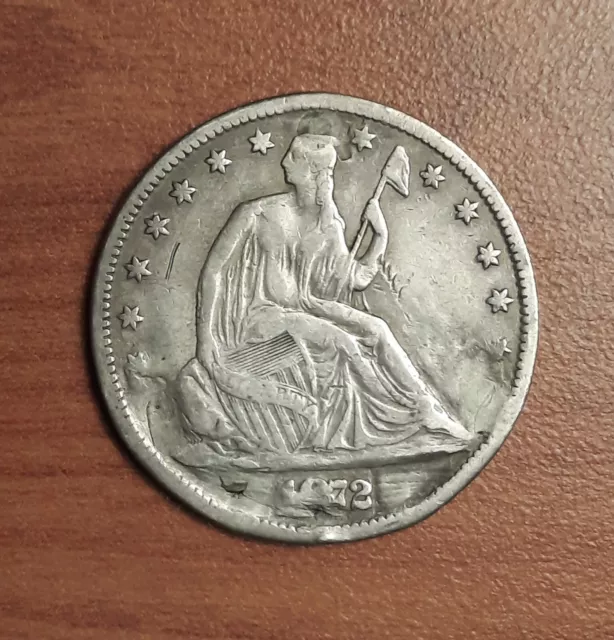 1872-Cc Seated Half Dollar•Rare-Carson City Mint-Very Low Mintage!