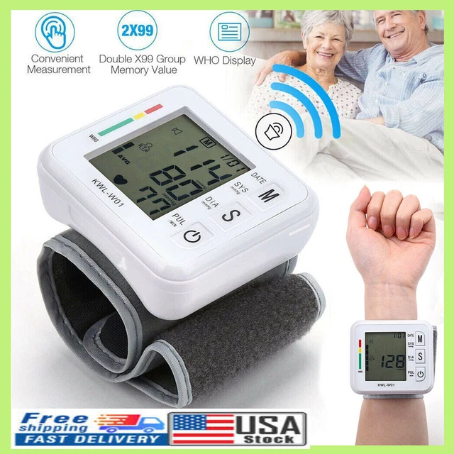 Automatic Wrist Blood Pressure Monitor BP Cuff Gauge Machine Tester for Parents
