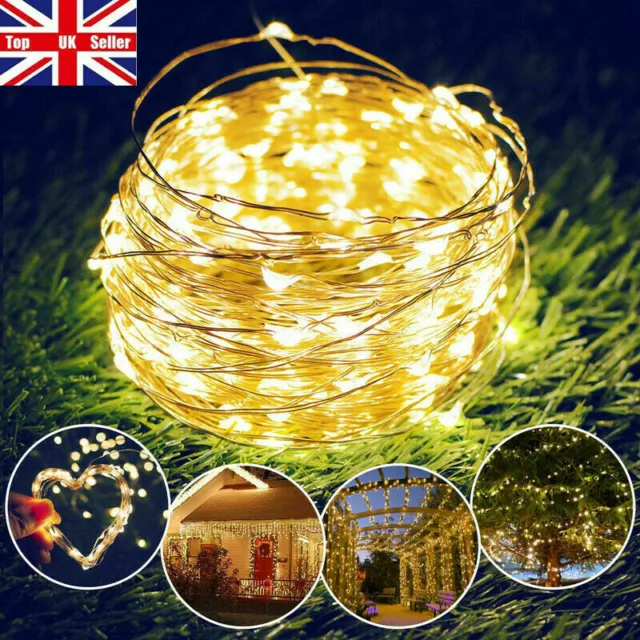 20-200 LED Solar/Battery Power Micro Rice Wire Copper Fairy String Lights Party