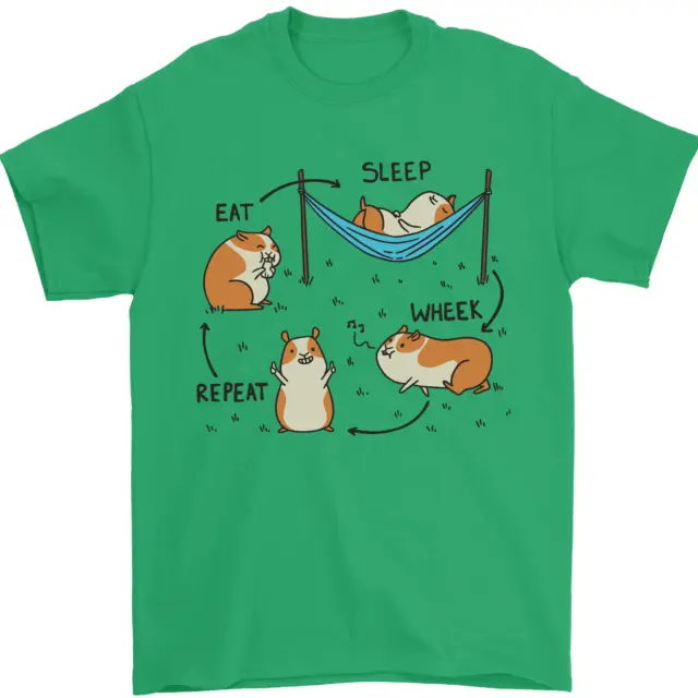 T-shirt da uomo divertente Hampster Eat Sleep Wheek Repeat 100% cotone 5