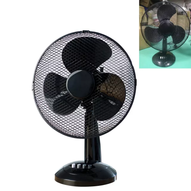 1 x 12" Desk Top Fan Black Oscillating 3 Speed Cooling Air Home Office Black