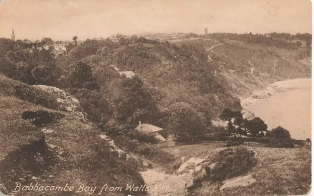 Babbacombe Bay from Walls Hill Devon Old Vintage Postcard Unposted