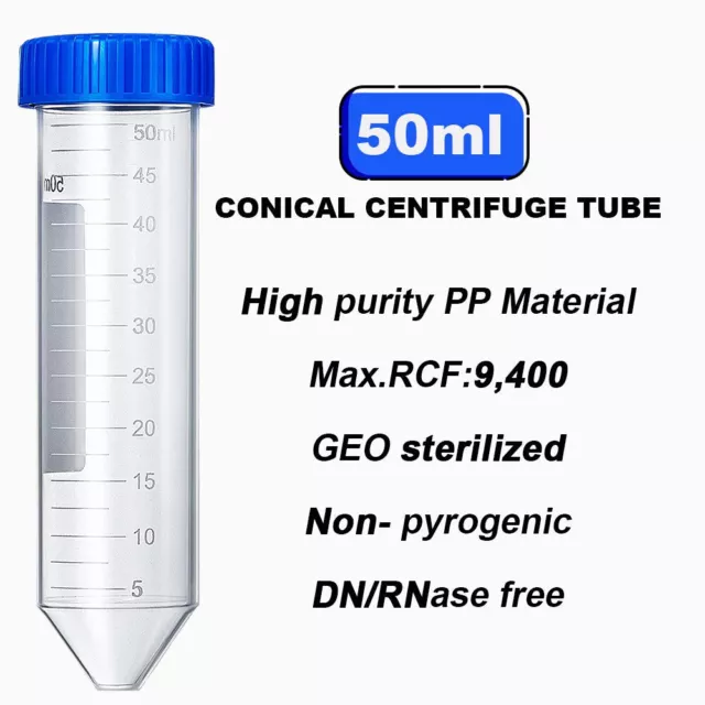 50ml Conical Bottom Centrifuge Tube Laboratory Test Tubes with Screw Cap DN Free 2