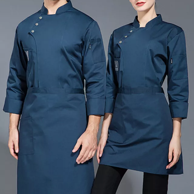 Single-breasted Pocket Chef Tops Waterproof Shirt Professional Solid Color