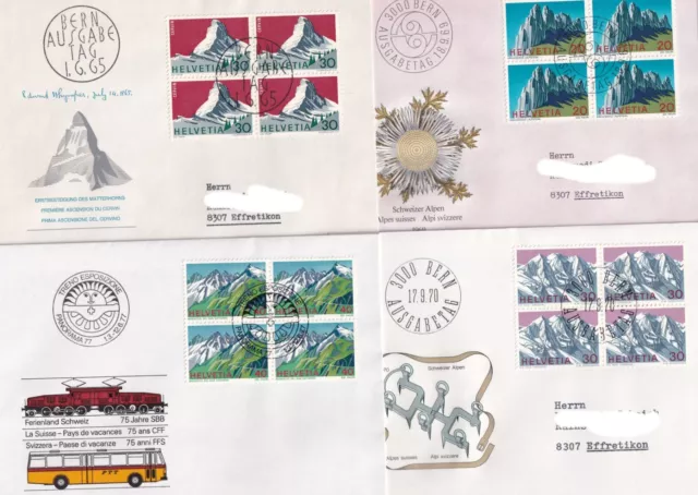 Schweiz CH, 8 FDC mit Viererblöcken, beste Qualität, Angebot 4