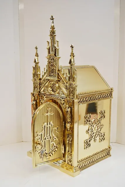 Beautiful Traditional Gothic Tabernacle, 31 1/8" ht + European Made, Chalice co.