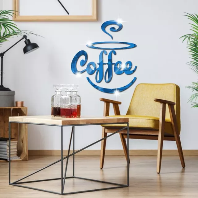 Coffee Cup Design Coffee Cup Wall Decal DIY Acrylic Mirror Mural  Bar