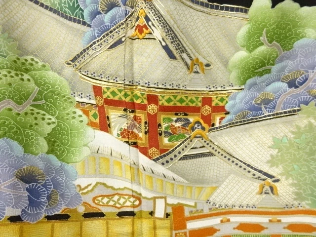 6749441: Japanese Kimono / Antique Tomesode / Embroidery / Mansion