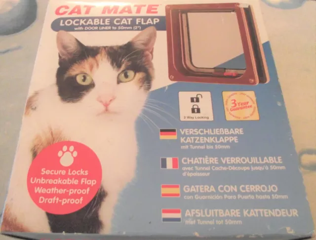 CAT MATE - Rabat chat verrouillable avec doublure de porte jusqu'à 50 mm 2" - Marron 234B - NEUF EN BOÎTE