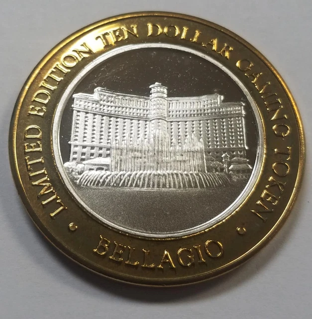 .999 $10 Silver Strike | Gaming Token | Las Vegas | Bellagio Hotel