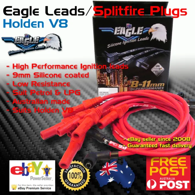 Eagle 9mm Ignition Spark Plug Leads Fits Holden V8 253 308 Around Covers HEI Red