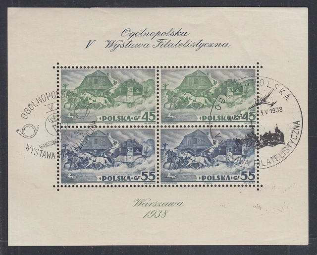POLEN Block 5 A (1938) Ersttagsstempel 3.V.38 - € 150