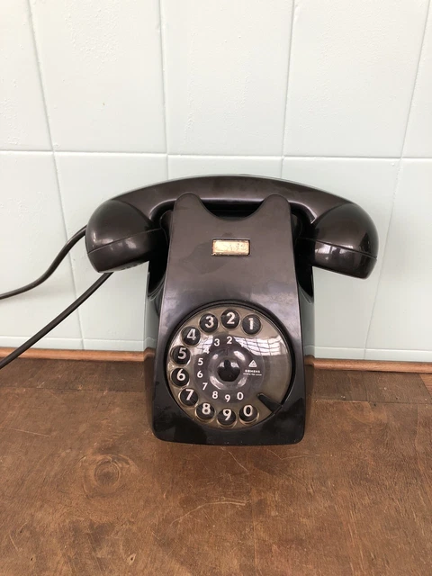 Telefono Auso Siemens vintage da muro SIP a disco fisso Anni 70 colore nero