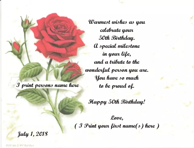 50th Birthday Gift, Or Any Age, Personalized Poem Gift, #7