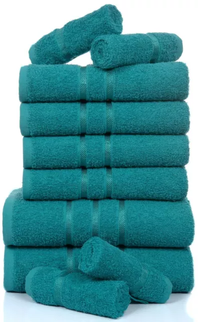 10 Pcs Towel Bale Set 100% Combed Cotton Soft Face Hand Bath Bathroom Towels Uk