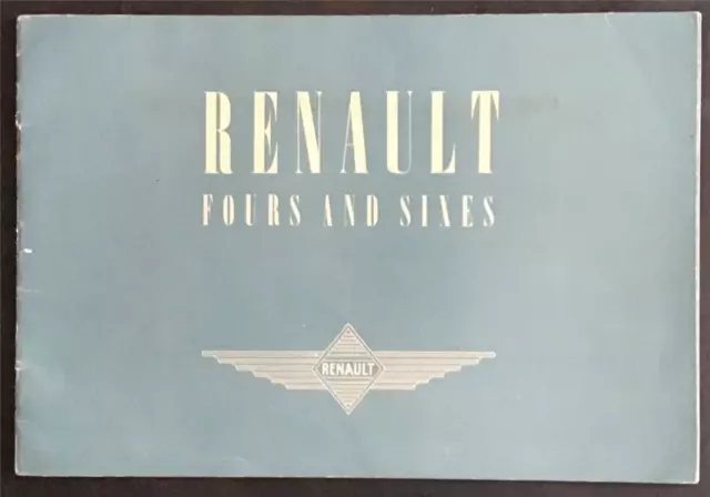 RENAULT Fours & Sixes Car Sales Brochure OCT 1938  8hp 12hp 17.9hp 26.8hp