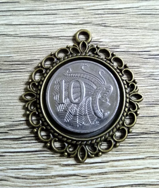 Coin Based Necklace/Pendant- Australia - 10 Cent -  Lyrebird- Uniq. Gift