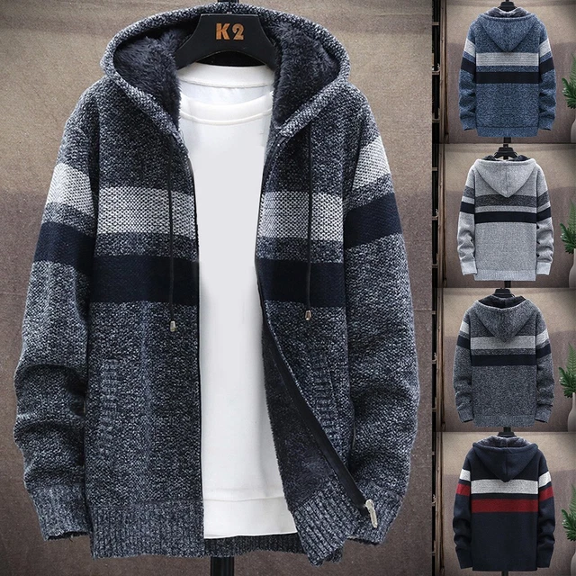 Men Fashion Coat Thick Warm Fleece Lined Hooded Hoodie Winter Jacket Sweatshirt