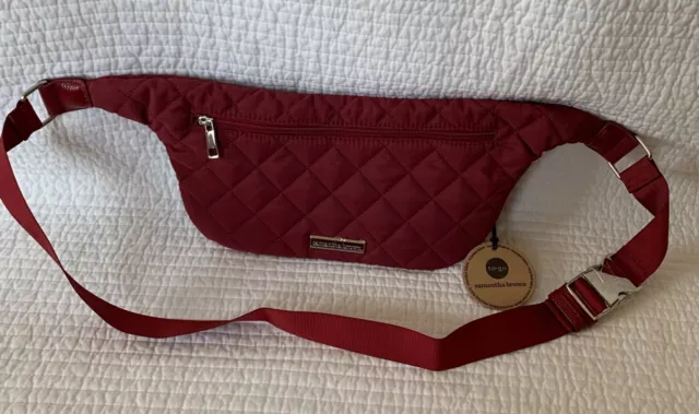 Samantha Brown To-Go Quilted Waist Belt Bag Fanny Pack Maroon Red