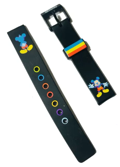 Disney Mickey Mouse Tri-color 14mm Black Rubber Replacement Watch Band NEW