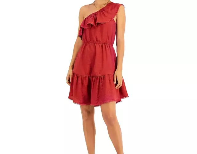 Bar III Women's One Shoulder Ruffled Party Mini Dress Size M