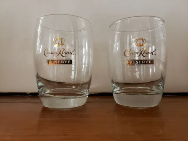 Set Of 2 Crown Royal Reserve Rocks Whiskey Glass Gold Lettering