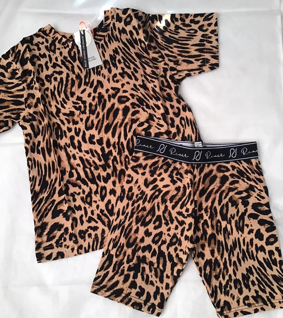 River island mini girls aged 2-3 years leopard print cycling shorts set BNWT 10