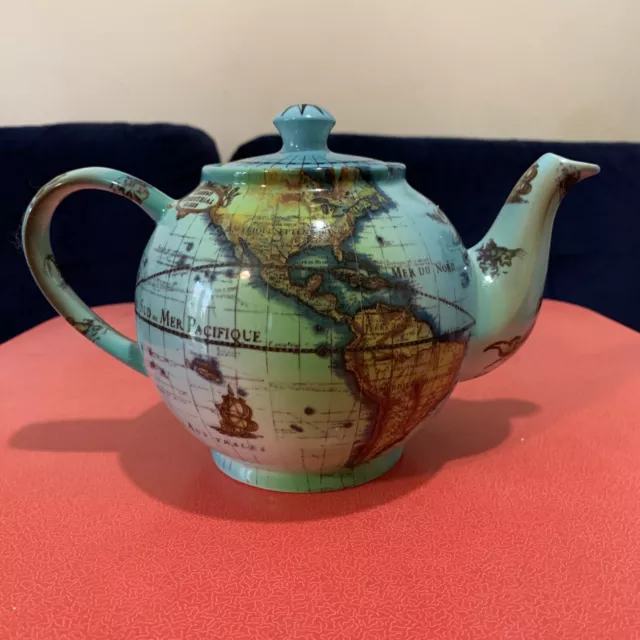 Vintage Cardews Terrestrial Globe Teapot - World Map Design - Made In England