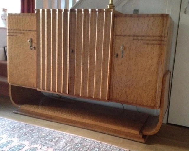H & L Epstein c1930 U Base Credenza Burr Maple  on Mahogany