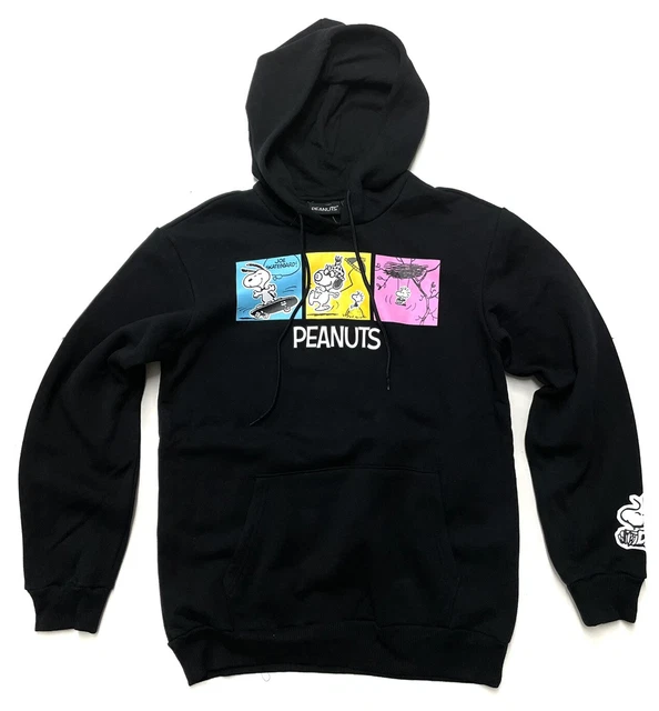 PEANUTS COMIC STRIP NEON Hoodie Snoopy Joe Cool Skateboard Woodstock