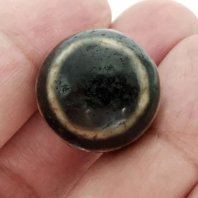 Pumtek Pyu Ghost 2 Eye Agate Bead DZI Indo Tibetan 19MM #471 2
