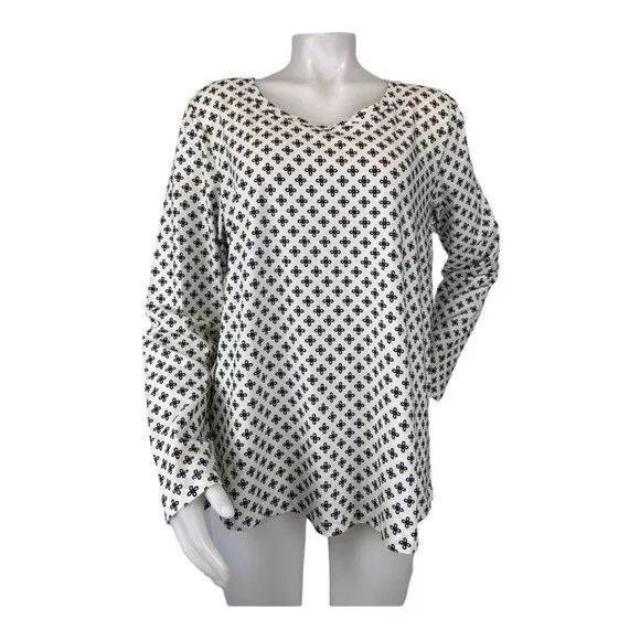 Vera Bradley Mini Concerto Cozy Knit Pajama Top Shirt White Medium NWT