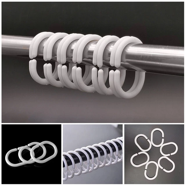 Nuevos ganchos en forma de C colgador de cortina plástico privacidad anillos rieles ducha