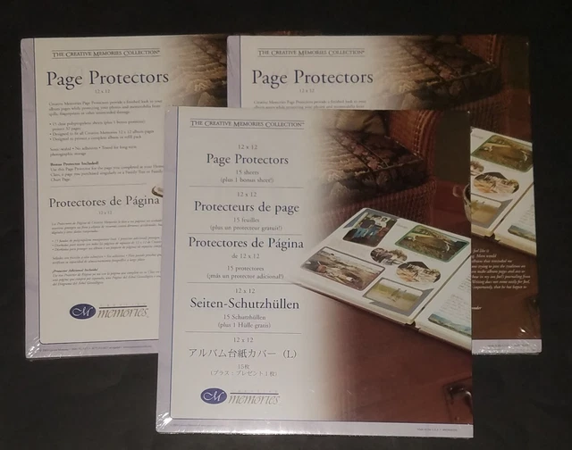 NUEVO 3 Protectores de Página Creative Memories 12x12 SELLADO Lote Suministros de Libro de recortes