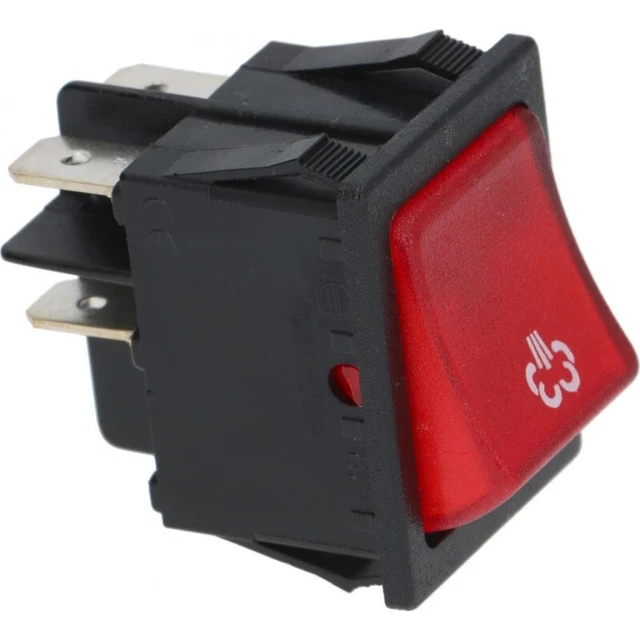 Interrupteur Bipolaire Rouge Lumineux - 16A, 250V, Dimensions 30x22 Mm - Standard Pour Tableaux électriques, Appareils - 10