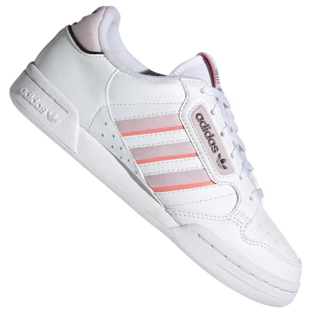 adidas Originals Continental 80 Stripes Leder Sneaker Turnschuhe Weiß Rosa