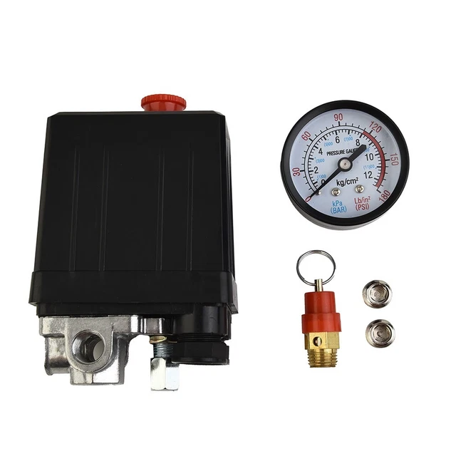 175psi 4 Porta Aria Compressore Pressostato Collettore Regolatore &safety Valve