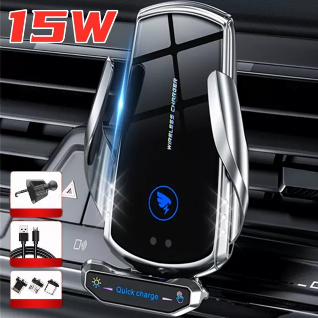 Qi Auto Wireless Charger Handy Halterung Induktions Ladestation Clamping KFZ