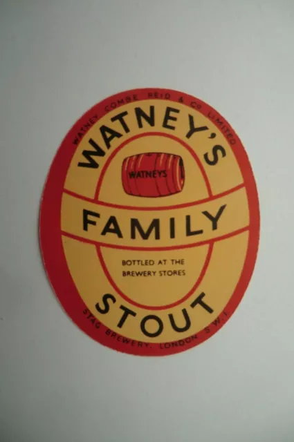 Mint Watney's London Family Stout Brewery Beer Bottle Label