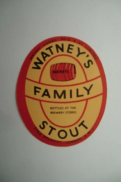 Mint Watney's London Family Stout Brewery Beer Bottle Label