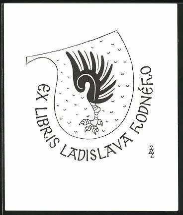 Exlibris Lladislava Hodneho, Wappen mit Flügel und Fängen