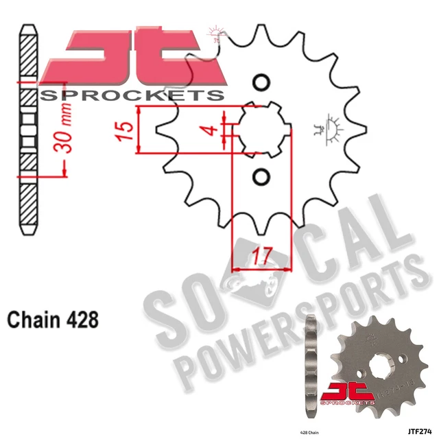JT Sprockets Countershaft Sprocket 428 Pitch 14 Tooth Honda CRF100F (2004-2013)