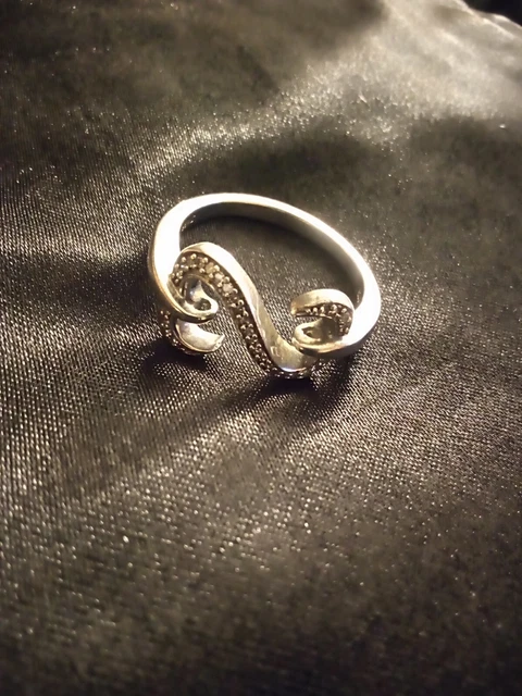 Vintage~Jane Seymour 925 JWBR  0.24ctw DIAMOND OPEN HEART Ring SZ 12 1/2