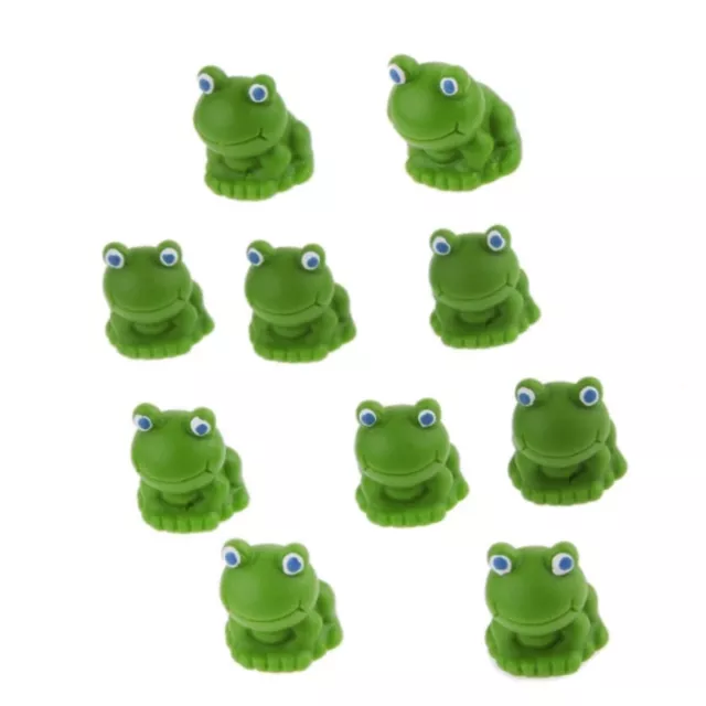 10pcs Figurine Sitting Green Frog Miniature Mini Garden Animal 18x15mm Craft