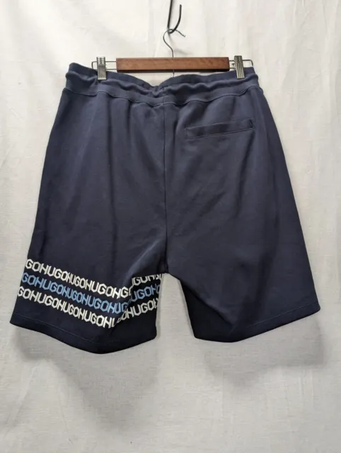 Hugo Boss Men's Sz M Blue Shorts Sweat Pockets Drawstring Logo 3220