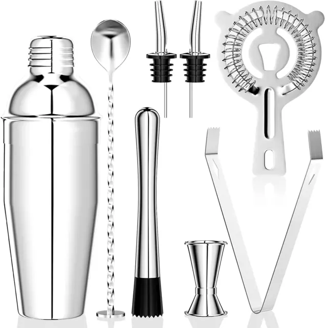 750 ML Shaker, 8 Pezzi Cocktail Set Kit in Acciaio Inox,Professionale Barman Set